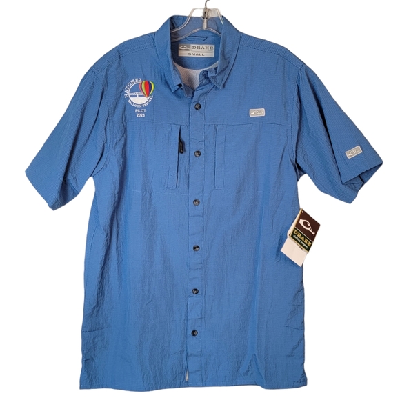 Drake Moisture Wicking Outdoor Fishing Activewear SPF Vented Button Down Shirt S - Picture 1 of 16